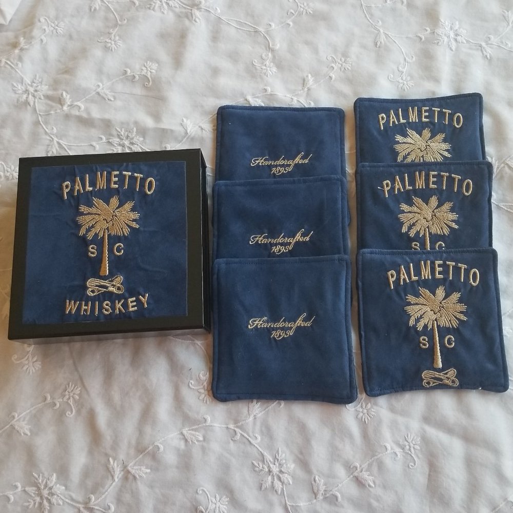 Palmetto SC Whiskey coasters and box